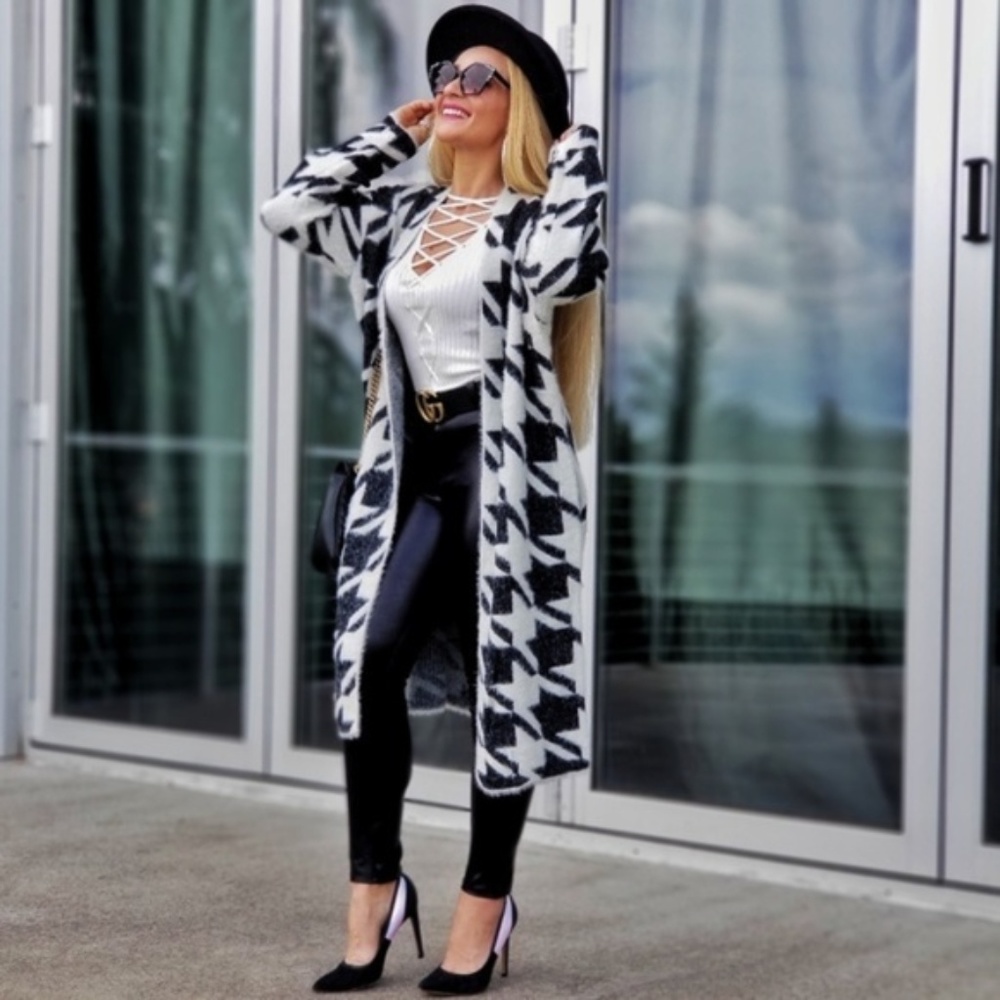 MODA DOLLZ Houndstooth Cardigan - … - Picture 3 of 4